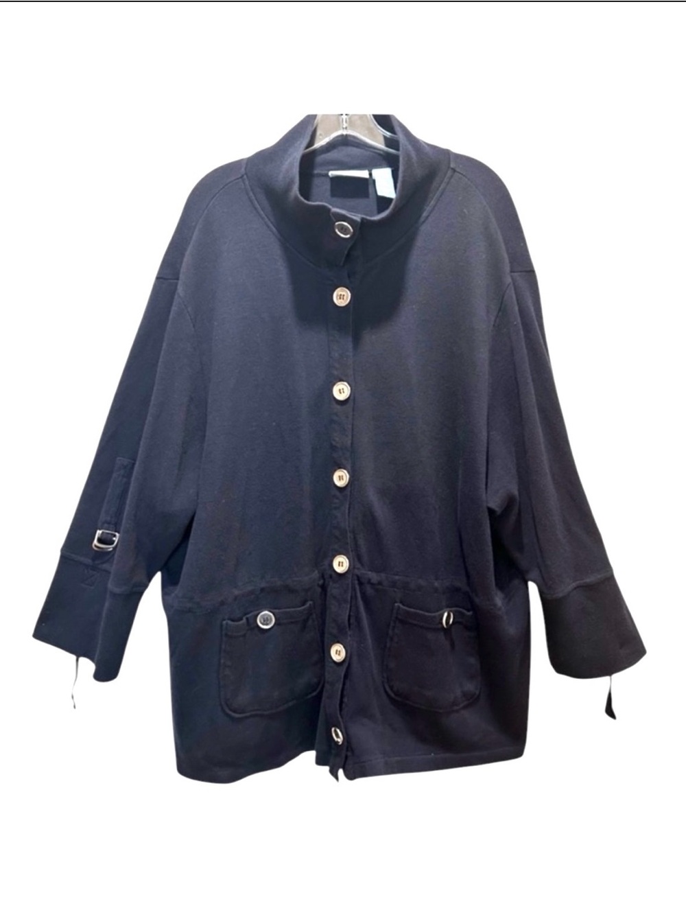 LIz & Me Navy Blue Women’s Cotton Button-up Jacket Tab Rollup Sleeves - Size 4X